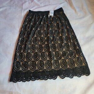 Miss Pinky Black Lace Midi Skirt Size Medium NWT